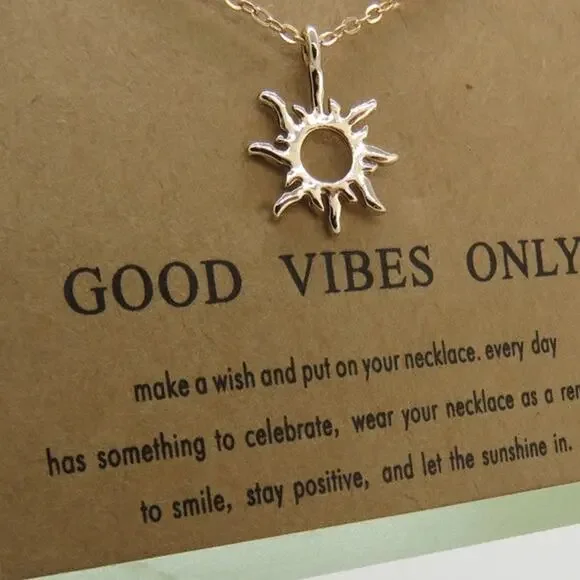 Good Vibes Only Sun Pendant Necklace - Picture 3 of 5
